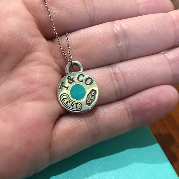 Tiffany & Co. Blue Enamel Round Pendant Necklace - Picture 7 of 16